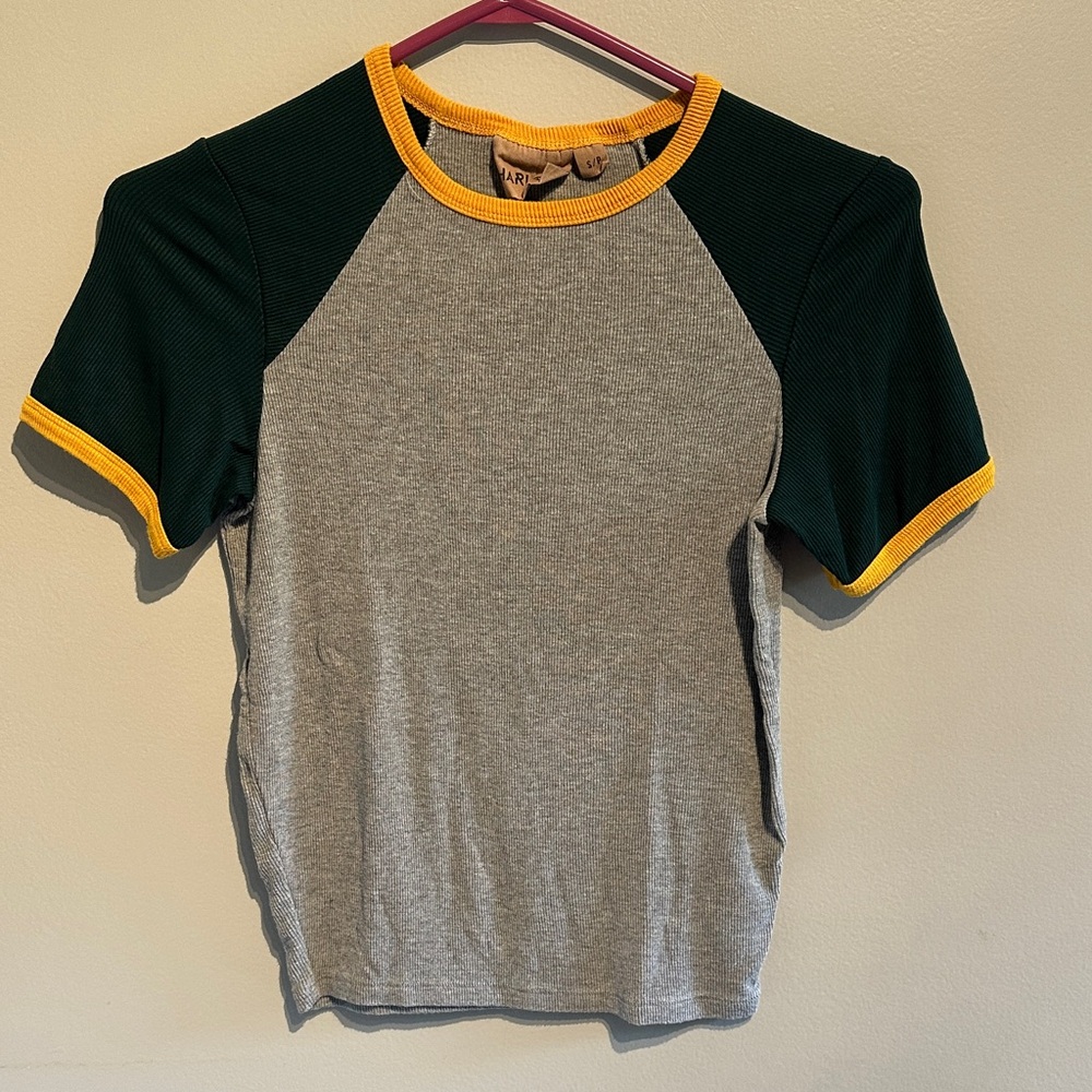 Harlow Gray and Green Short Sleeve Tee